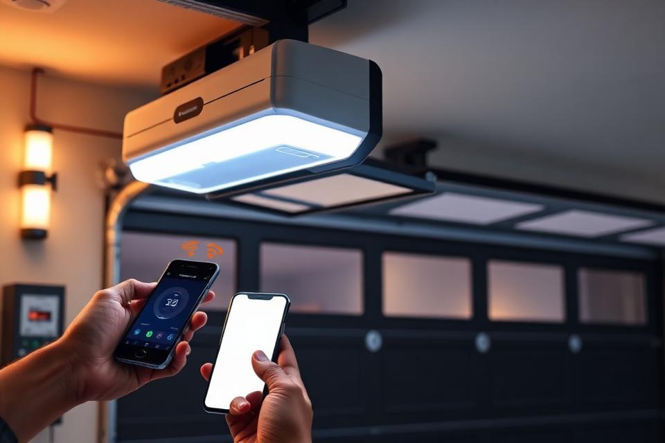 Smart garage door opener with smartphone app control and wifi connectivity